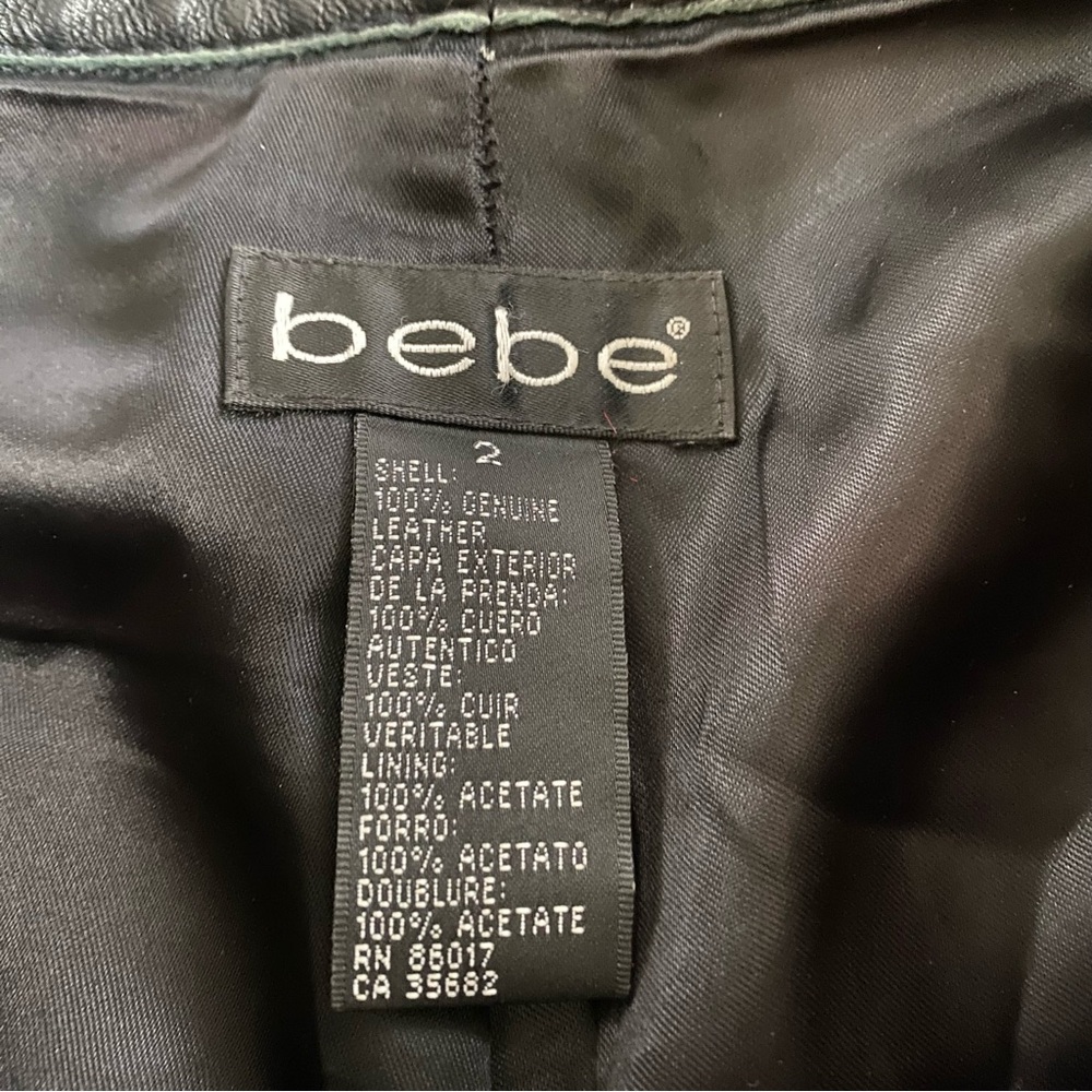 Bebe Vintage Black Genuine Leather Low Rise Pants - Picture 5 of 8